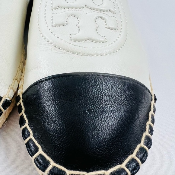 Tory Burch Ivory/Black Benton Color Block Espadrille Jute Nappa Leather - Picture 10 of 10